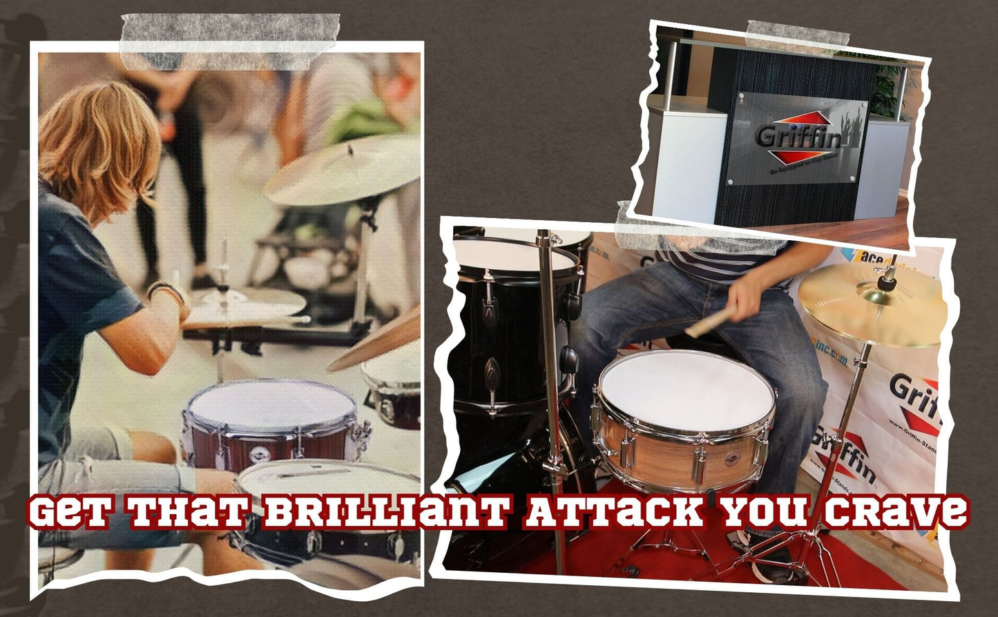 Snare Drum by GRIFFIN | 14" x 5.5"  Black Hickory PVC & Coated Head on Poplar Wood Shell | Acoustic Marching Percussion Instrument Set, Drummers Key, 8 Metal Tuning Lugs & Snare Strainer Throw Off Kit