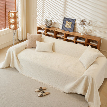 Textured Throw Blanket with 3D Dobby Weave, Minimalist Furniture Protector for Couch