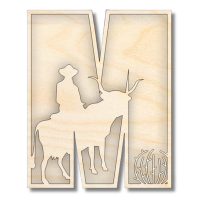 Unfinished Wood Layered Themed Letters | Rodeo | A-Z | 2 Piece | up to 24"