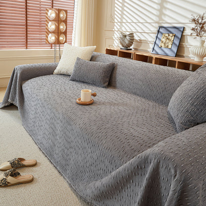 Textured Throw Blanket with 3D Dobby Weave, Minimalist Furniture Protector for Couch