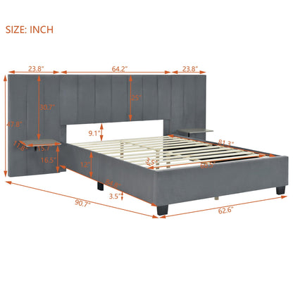 Upholstered Platform Bed With Big Headboard