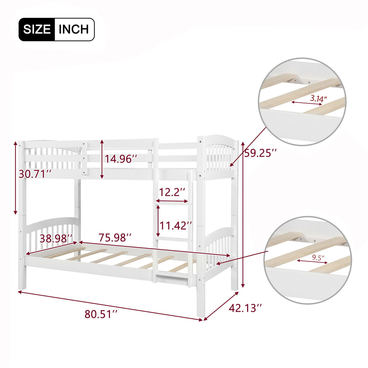 Solid Construction Bunk Bed With Ladder