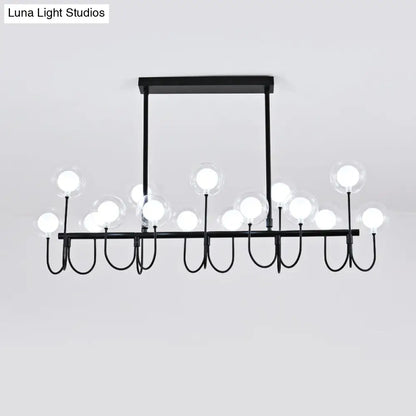 DecorBites™ 15-Light Black Ceiling Light: Modern Clear Glass Globe Pendant with Adjustable Hanging Cord