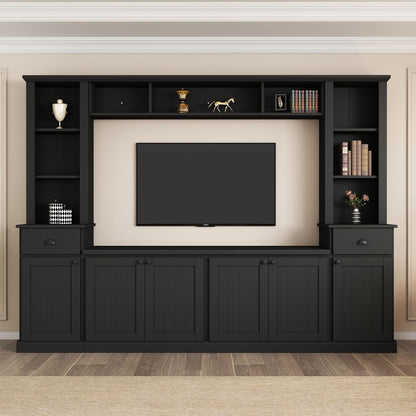 Minimalist Entertainment Wall Unit Set With Bridge For TVs Up To 75"
