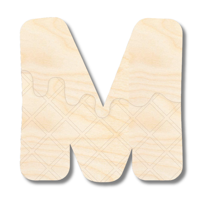 Unfinished Wood Layered Etched Themed Letters | Ice Cream | A-Z | 2 Piece | up to 24"