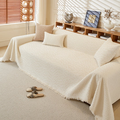 Textured Throw Blanket with 3D Dobby Weave, Minimalist Furniture Protector for Couch