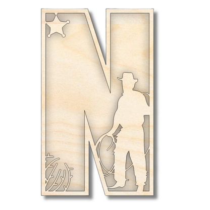 Unfinished Wood Layered Themed Letters | Rodeo | A-Z | 2 Piece | up to 24"