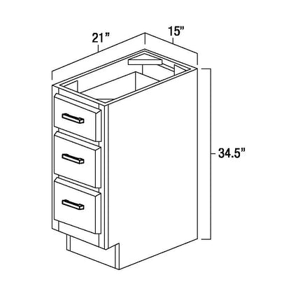 15 Inch White Shaker Vanity Drawer Base
