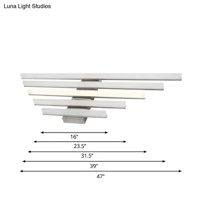 DecorBites™ 16"/31.5"/47" W Acrylic Straight Vanity Lamp - Sleek Chrome LED Wall Mount Light Fixture