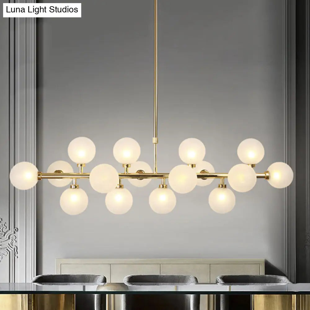 DecorBites™ 16-Light Gold Linear Island Chandelier with Glass Shade - Post Modern Billiard Lighting