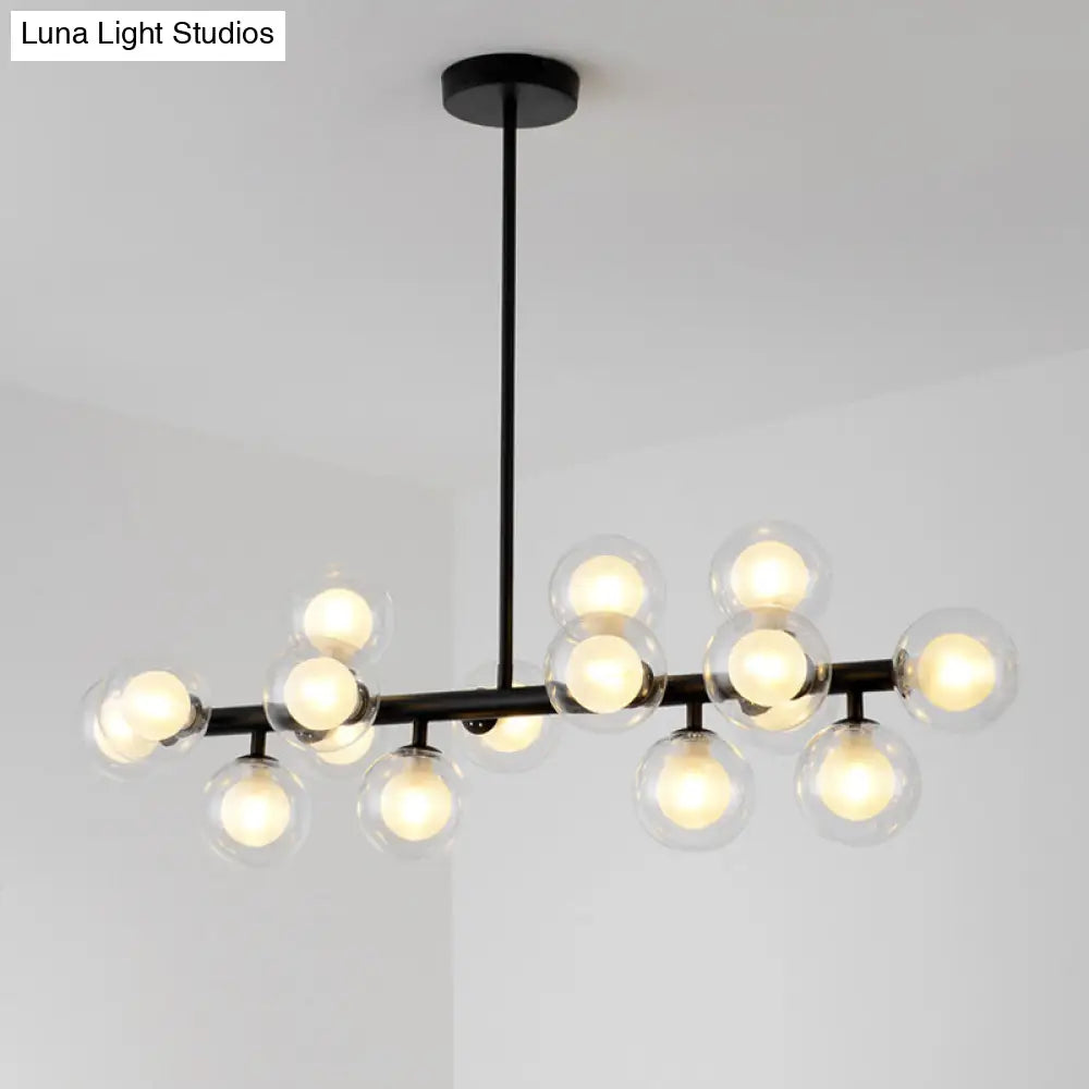 DecorBites™ 16-Light Modern Black Island Pendant - Spherical Glass Ceiling Light for Dining Table