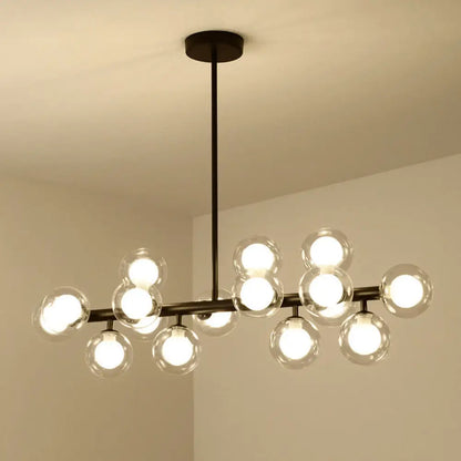 DecorBites™ 16-Light Modern Black Island Pendant - Spherical Glass Ceiling Light for Dining Table