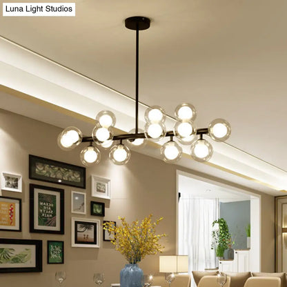 DecorBites™ 16-Light Modern Black Island Pendant - Spherical Glass Ceiling Light for Dining Table