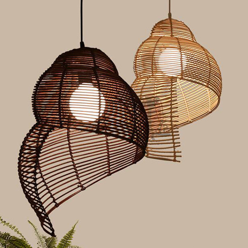 NEW Snail Rattan Pendant Light, Creative Art Southeast Asia Vintage Pe ...