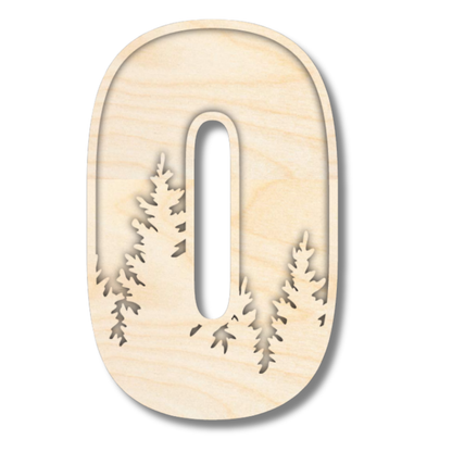 Unfinished Wood Layered Themed Letters | Pine Trees | A-Z | 2 Piece | up to 24"