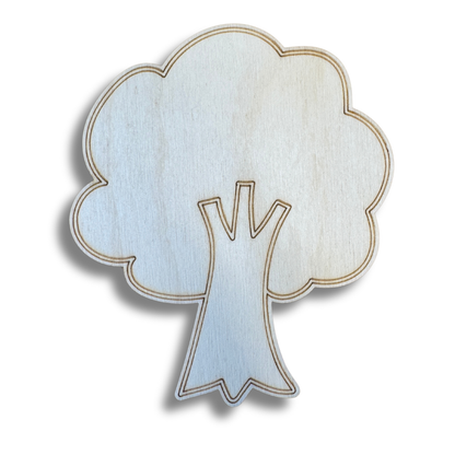 Unfinished Wood Etched Tree Shape | Paint By Line Crafts | up to 30" DIY