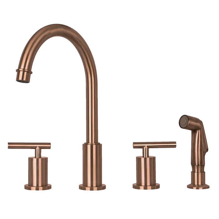 Two-Handles Copper Widespread Kitchen Faucet with Plastic Side Sprayer