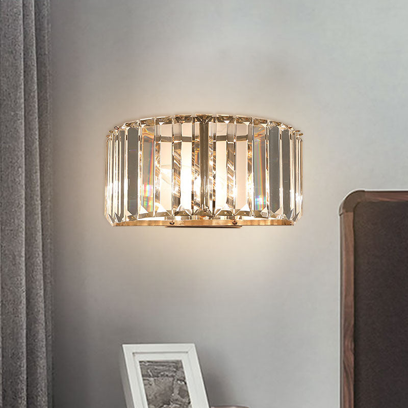 DecorBites™ Gold Faceted Crystal 1-Head Wall Sconce for Modern Bedroom Lighting