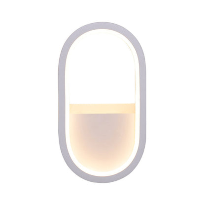 DecorBites™ Mini Aluminum Ellipse LED Wall Lamp in Simplicity White/Black - Warm/White Light