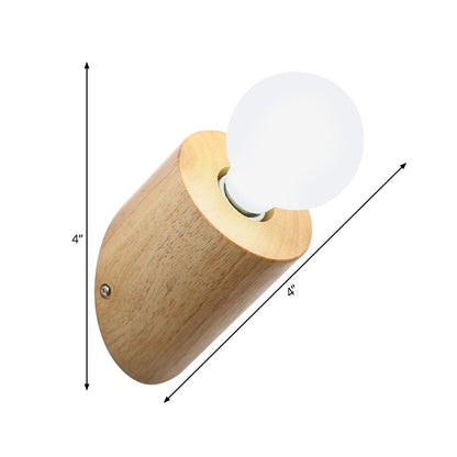 DecorBites™ Minimalist Wood Wall Mount Sconce Light - Angled Pole Design, Beige Shade, Open Bulb