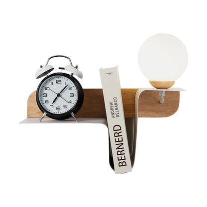 DecorBites™ Nordic Opal Frosted Glass Sconce: Orb 1 Bulb Wall Mounted Lamp with White-Wood Shelf (Left/Right)