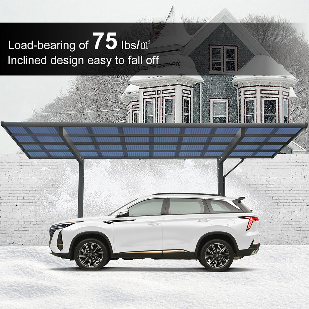 [10X17FT] Alora Extra Large Heavy-Duty Outdoor Aluminum Single Side Carport With Galvanized Metal Roof (SAK31279)
