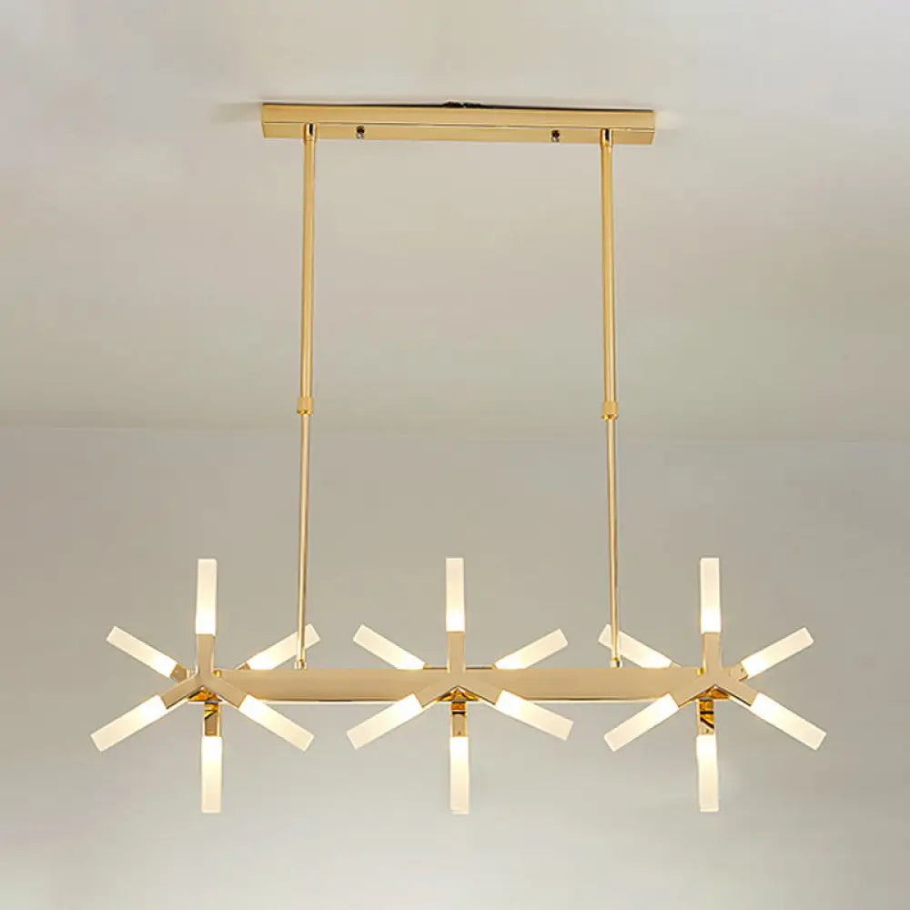 DecorBites™ 18/24-Light Linear Acrylic Shade Ceiling Pendant for Dining Room - Black/White/Gold, Ideal Over Island