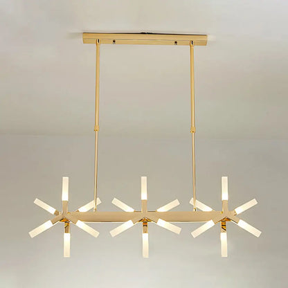 DecorBites™ 18/24-Light Linear Acrylic Shade Ceiling Pendant for Dining Room - Black/White/Gold, Ideal Over Island