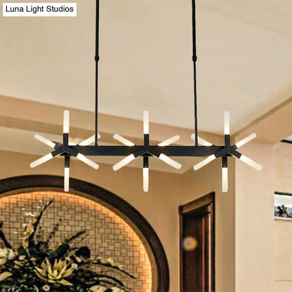 DecorBites™ 18/24-Light Linear Acrylic Shade Ceiling Pendant for Dining Room - Black/White/Gold, Ideal Over Island
