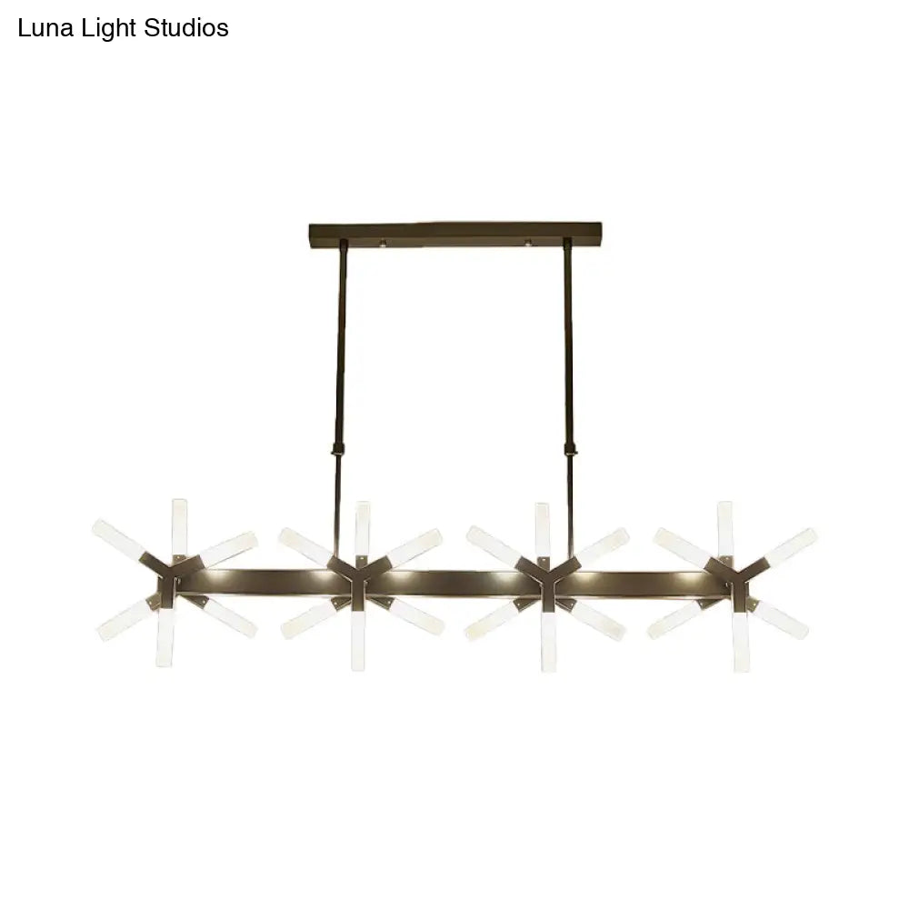 DecorBites™ 18/24-Light Linear Acrylic Shade Ceiling Pendant for Dining Room - Black/White/Gold, Ideal Over Island