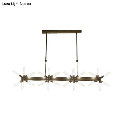 DecorBites™ 18/24-Light Linear Acrylic Shade Ceiling Pendant for Dining Room - Black/White/Gold, Ideal Over Island