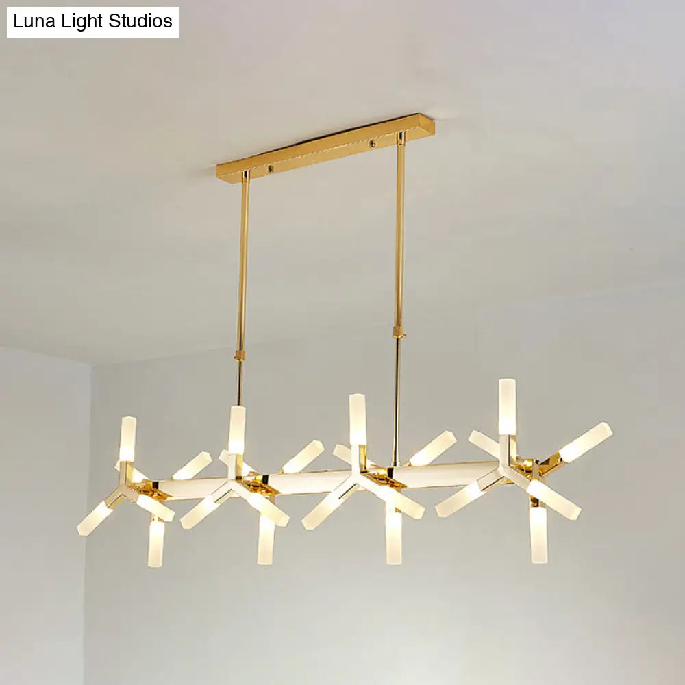 DecorBites™ 18/24-Light Linear Acrylic Shade Ceiling Pendant for Dining Room - Black/White/Gold, Ideal Over Island