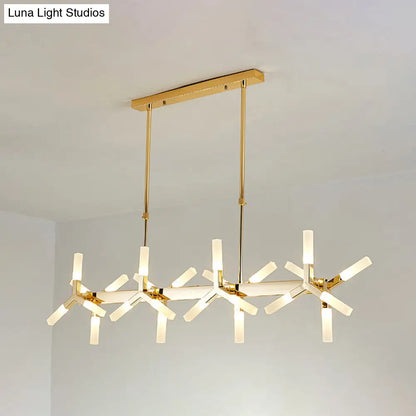 DecorBites™ 18/24-Light Linear Acrylic Shade Ceiling Pendant for Dining Room - Black/White/Gold, Ideal Over Island