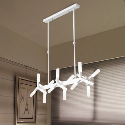 DecorBites™ 18/24-Light Linear Acrylic Shade Ceiling Pendant for Dining Room - Black/White/Gold, Ideal Over Island