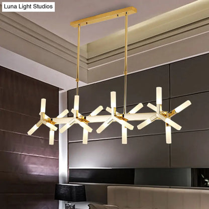 DecorBites™ 18/24-Light Linear Acrylic Shade Ceiling Pendant for Dining Room - Black/White/Gold, Ideal Over Island