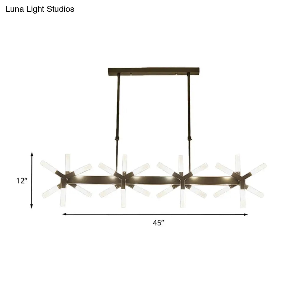 DecorBites™ 18/24-Light Linear Acrylic Shade Ceiling Pendant for Dining Room - Black/White/Gold, Ideal Over Island