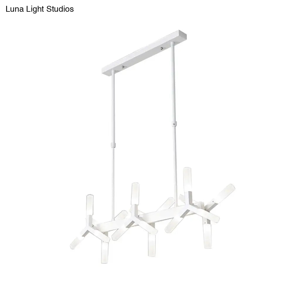 DecorBites™ 18/24-Light Linear Acrylic Shade Ceiling Pendant for Dining Room - Black/White/Gold, Ideal Over Island