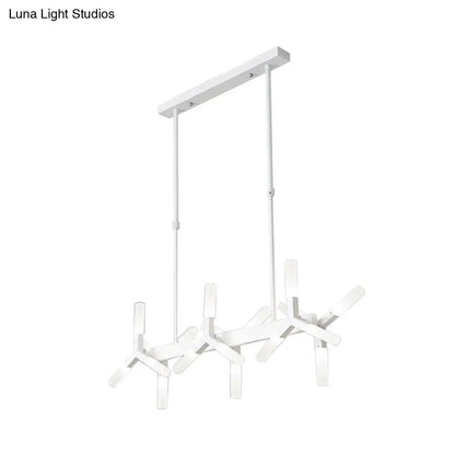 DecorBites™ 18/24-Light Linear Acrylic Shade Ceiling Pendant for Dining Room - Black/White/Gold, Ideal Over Island