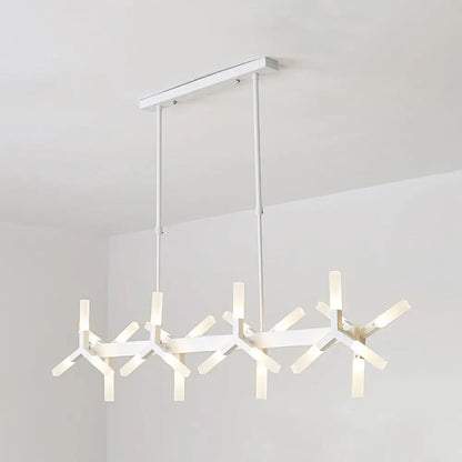 DecorBites™ 18/24-Light Linear Acrylic Shade Ceiling Pendant for Dining Room - Black/White/Gold, Ideal Over Island