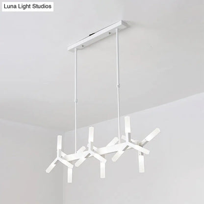 DecorBites™ 18/24-Light Linear Acrylic Shade Ceiling Pendant for Dining Room - Black/White/Gold, Ideal Over Island