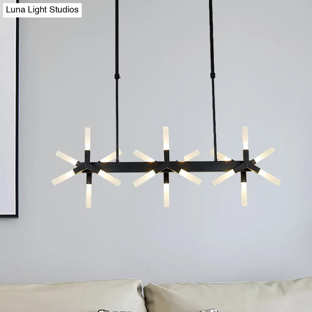 DecorBites™ 18/24-Light Linear Acrylic Shade Ceiling Pendant for Dining Room - Black/White/Gold, Ideal Over Island