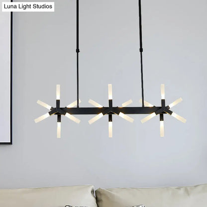 DecorBites™ 18/24-Light Linear Acrylic Shade Ceiling Pendant for Dining Room - Black/White/Gold, Ideal Over Island