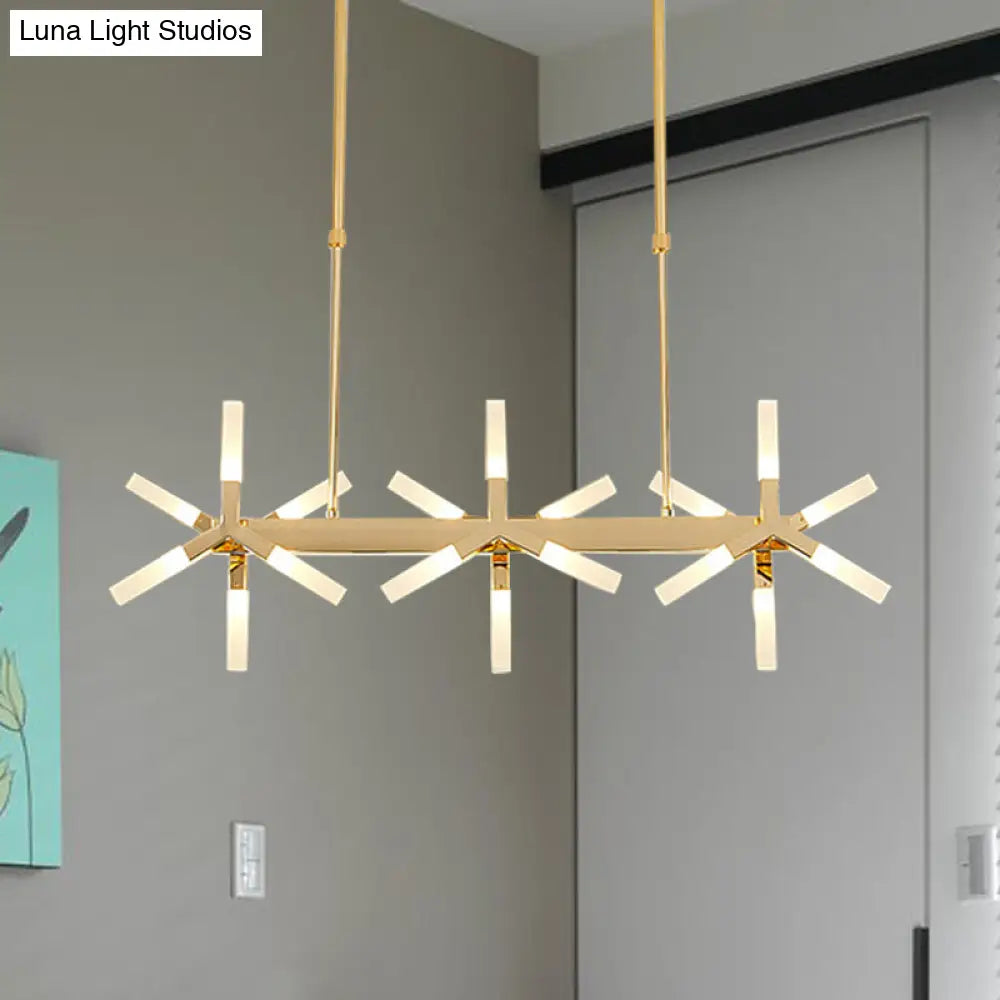 DecorBites™ 18/24-Light Linear Acrylic Shade Ceiling Pendant for Dining Room - Black/White/Gold, Ideal Over Island