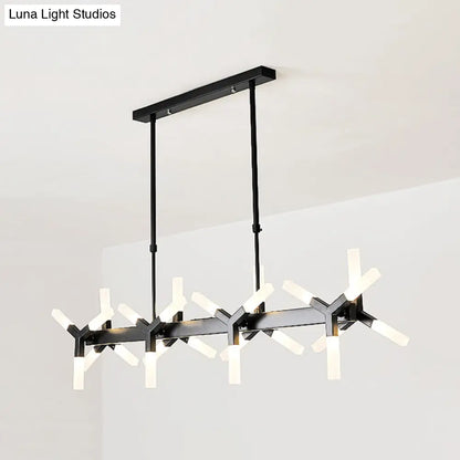 DecorBites™ 18/24-Light Linear Acrylic Shade Ceiling Pendant for Dining Room - Black/White/Gold, Ideal Over Island