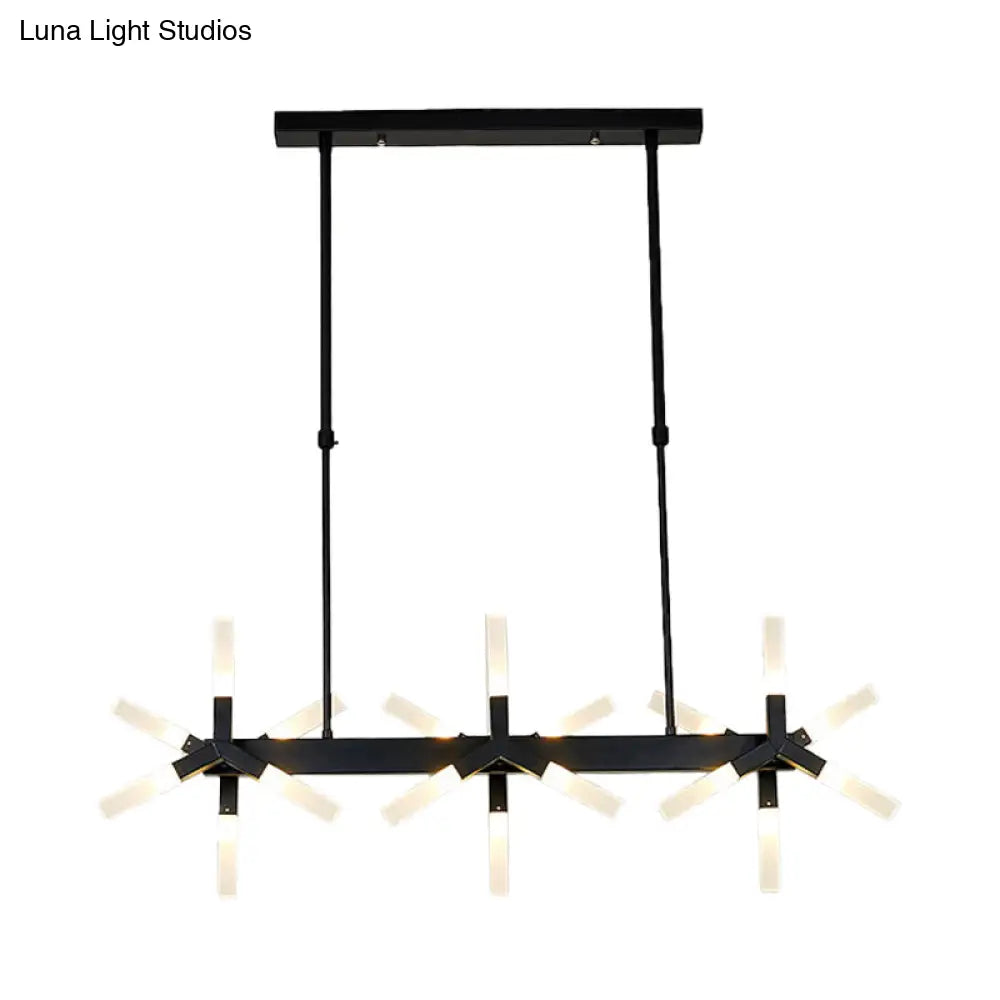 DecorBites™ 18/24-Light Linear Acrylic Shade Ceiling Pendant for Dining Room - Black/White/Gold, Ideal Over Island