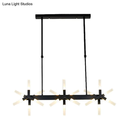 DecorBites™ 18/24-Light Linear Acrylic Shade Ceiling Pendant for Dining Room - Black/White/Gold, Ideal Over Island