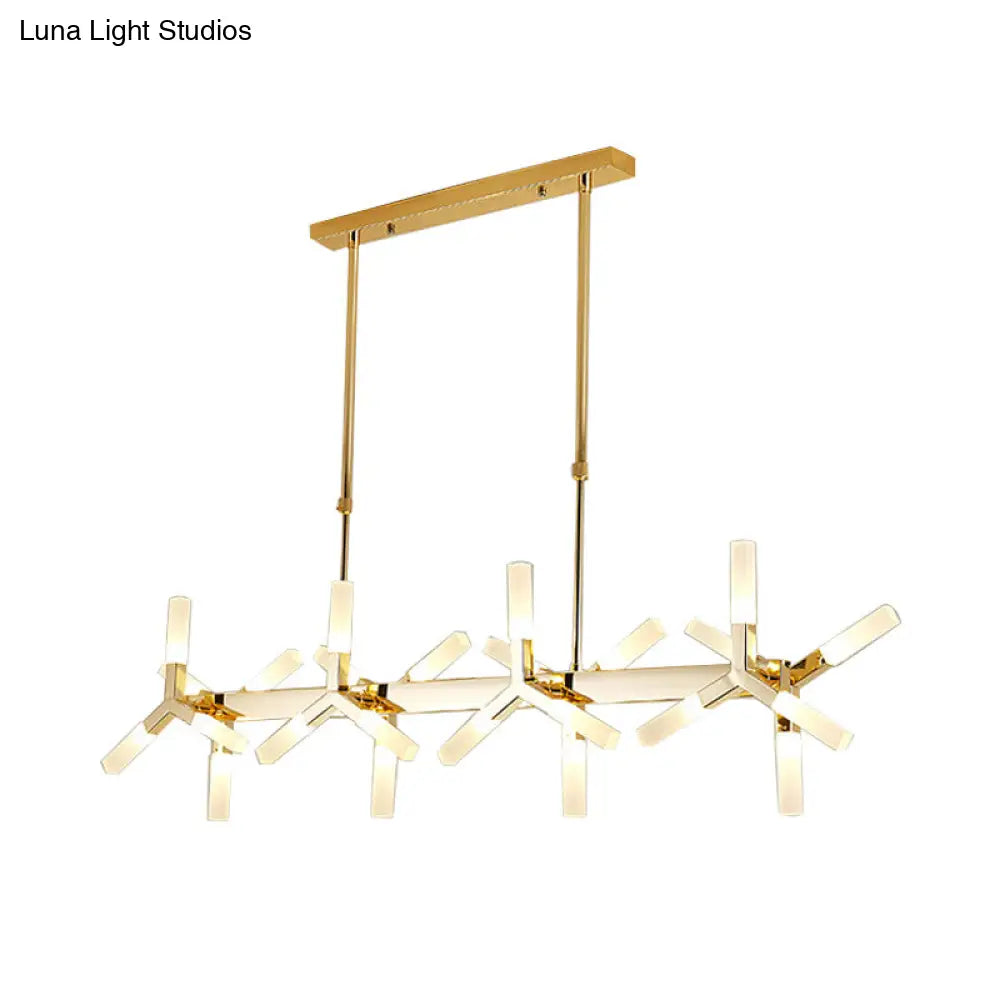 DecorBites™ 18/24-Light Linear Acrylic Shade Ceiling Pendant for Dining Room - Black/White/Gold, Ideal Over Island