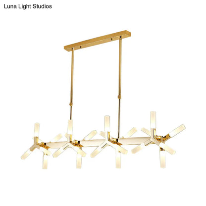 DecorBites™ 18/24-Light Linear Acrylic Shade Ceiling Pendant for Dining Room - Black/White/Gold, Ideal Over Island
