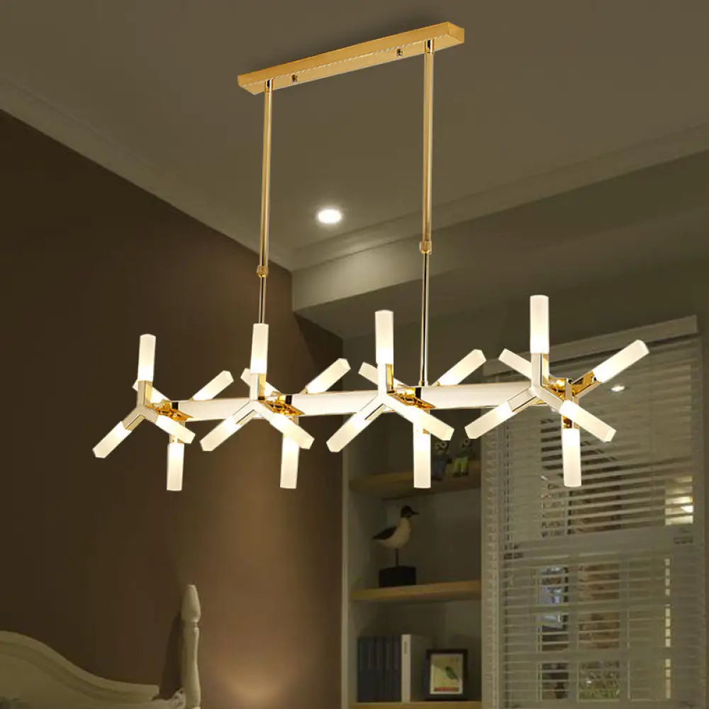 DecorBites™ 18/24-Light Linear Acrylic Shade Ceiling Pendant for Dining Room - Black/White/Gold, Ideal Over Island