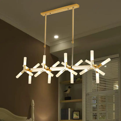 DecorBites™ 18/24-Light Linear Acrylic Shade Ceiling Pendant for Dining Room - Black/White/Gold, Ideal Over Island